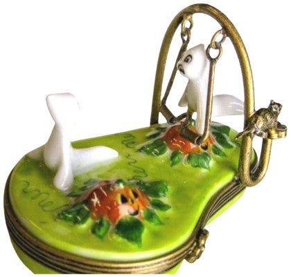 Ghosts Playing on swing Limoges Box Porcelain Figurine