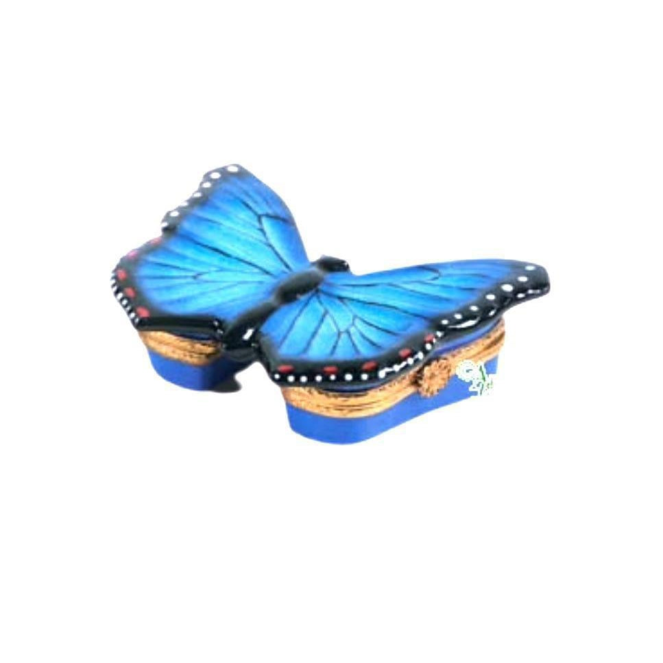 Blue Butterfly Limoges Box Porcelain Figurine