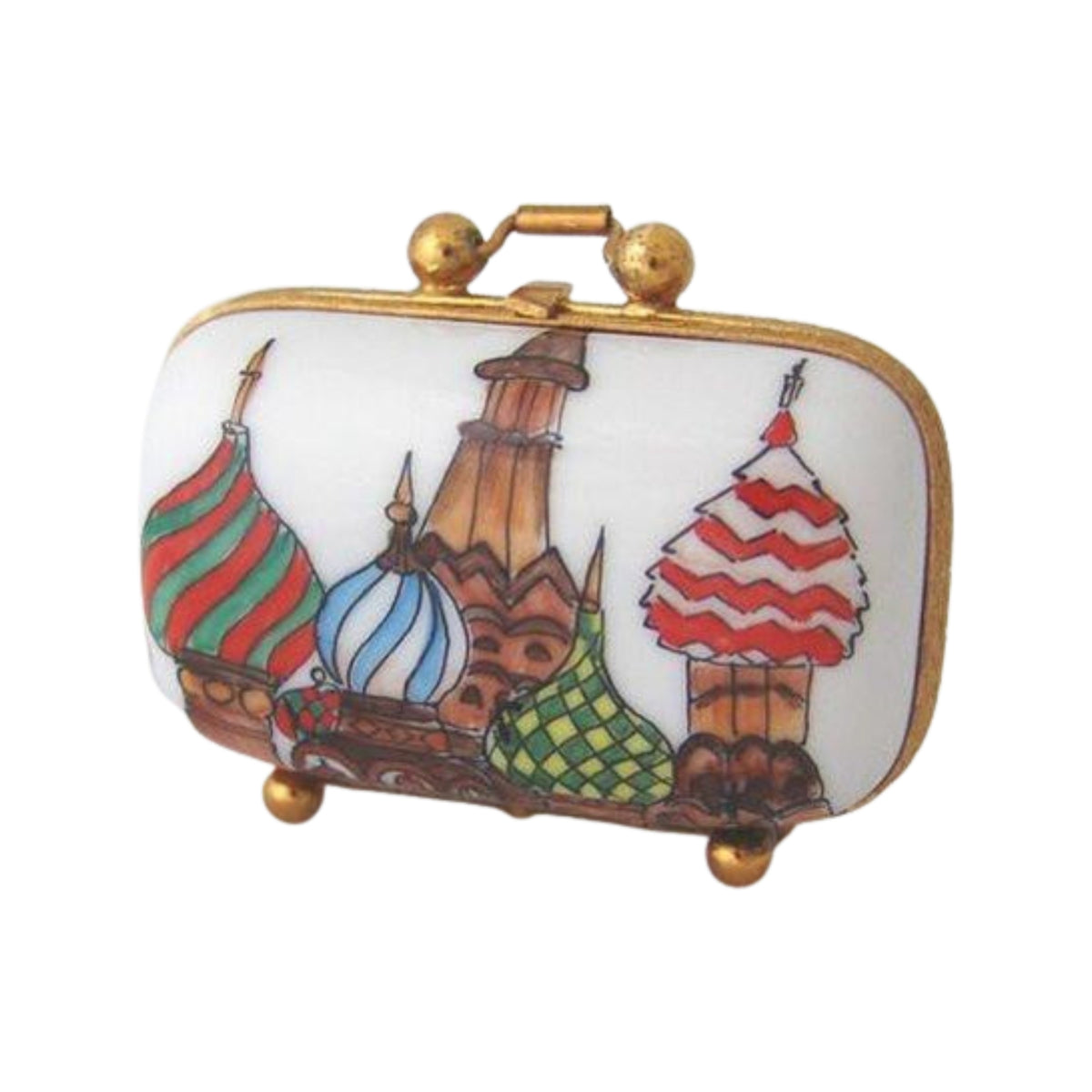 RUSSIA SUITCASE - LIMOGES BOX AUTHENTIC PORCELAIN FIGURINE FROM