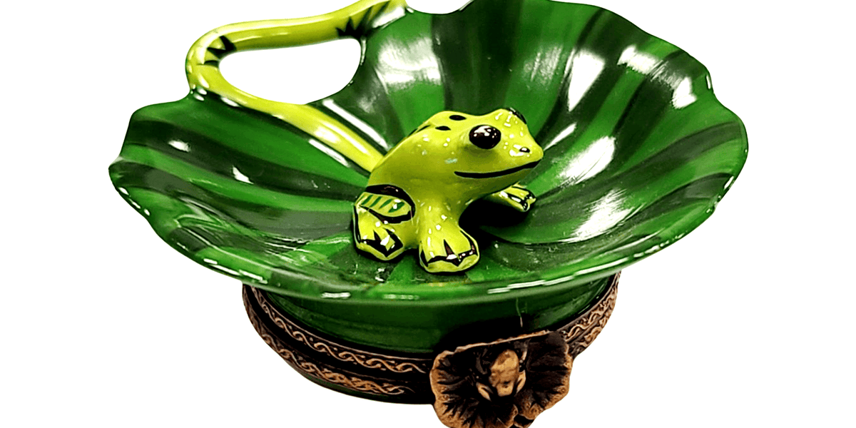 Frog on Lillypad Limoges Box Porcelain Figurine — Limoges Box Boutique