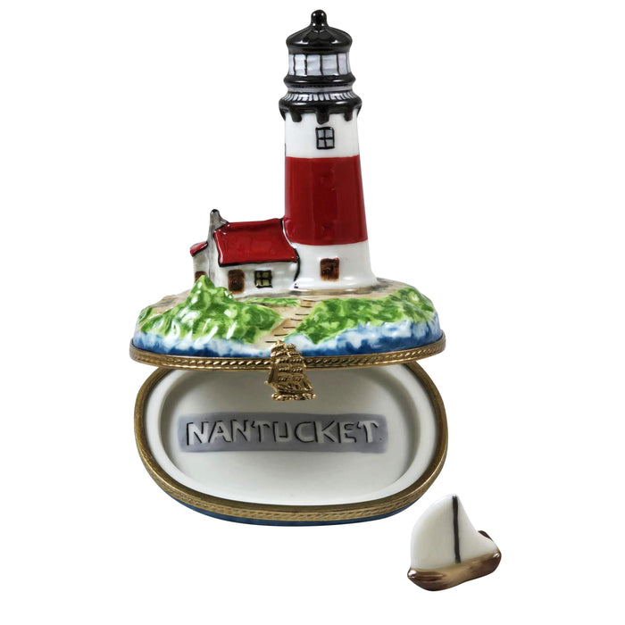 Lighthouse w Boat Nantucket