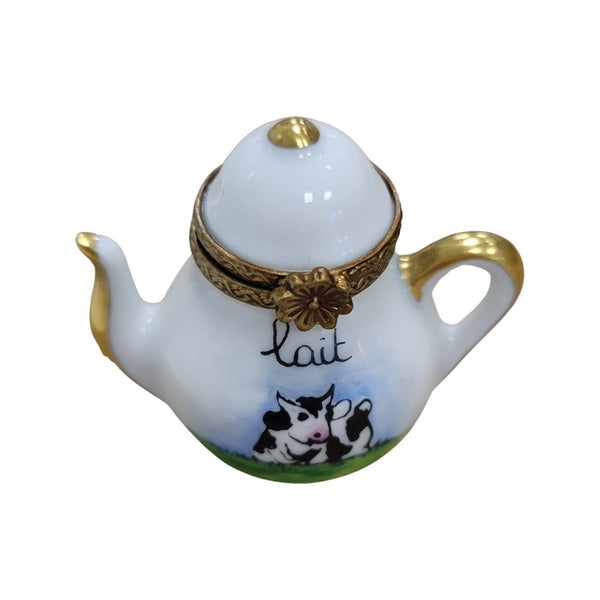 Tea Pot w Cow Lait Limoges Box Porcelain Figurine — {{ shop }}