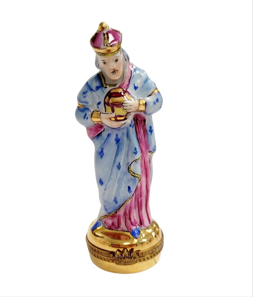 Luxurious Wiseman 2 Nativity Gold Bottom Limoges Box Figurine