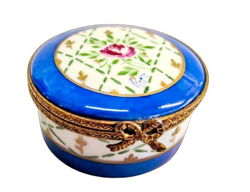 Blue Round Porcelain Limoges Trinket Box - Limoges Box Boutique