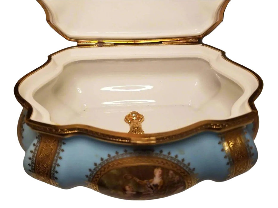 Lt Blue Chest - Chantilly - 1 of 50 - 9" x 7" x 5" Limoges Box - Limoges Box Boutique