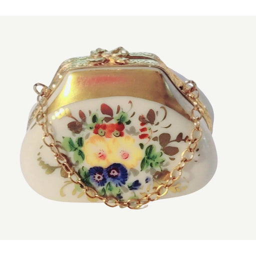 Purse Renhausse Main Antique Flowers Pastel Renhausse Main Limoges Box Figurine - Limoges Box Boutique