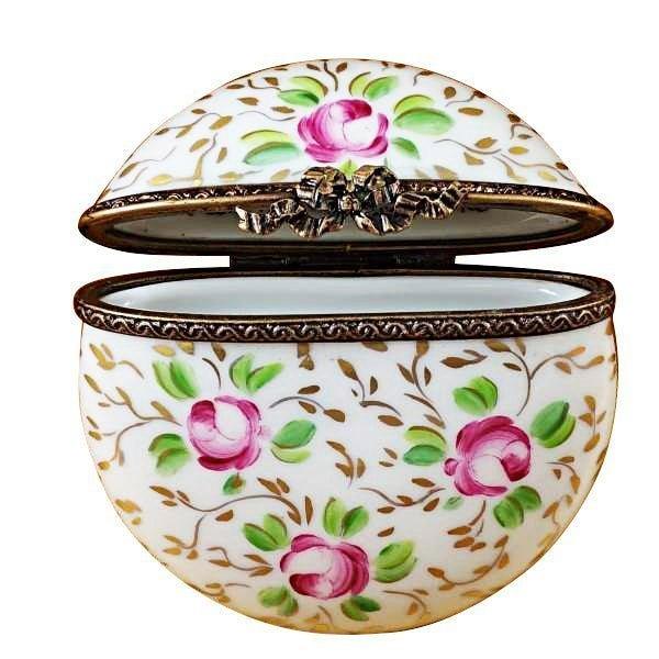 Round with Gold and Pink Flowers limoges box