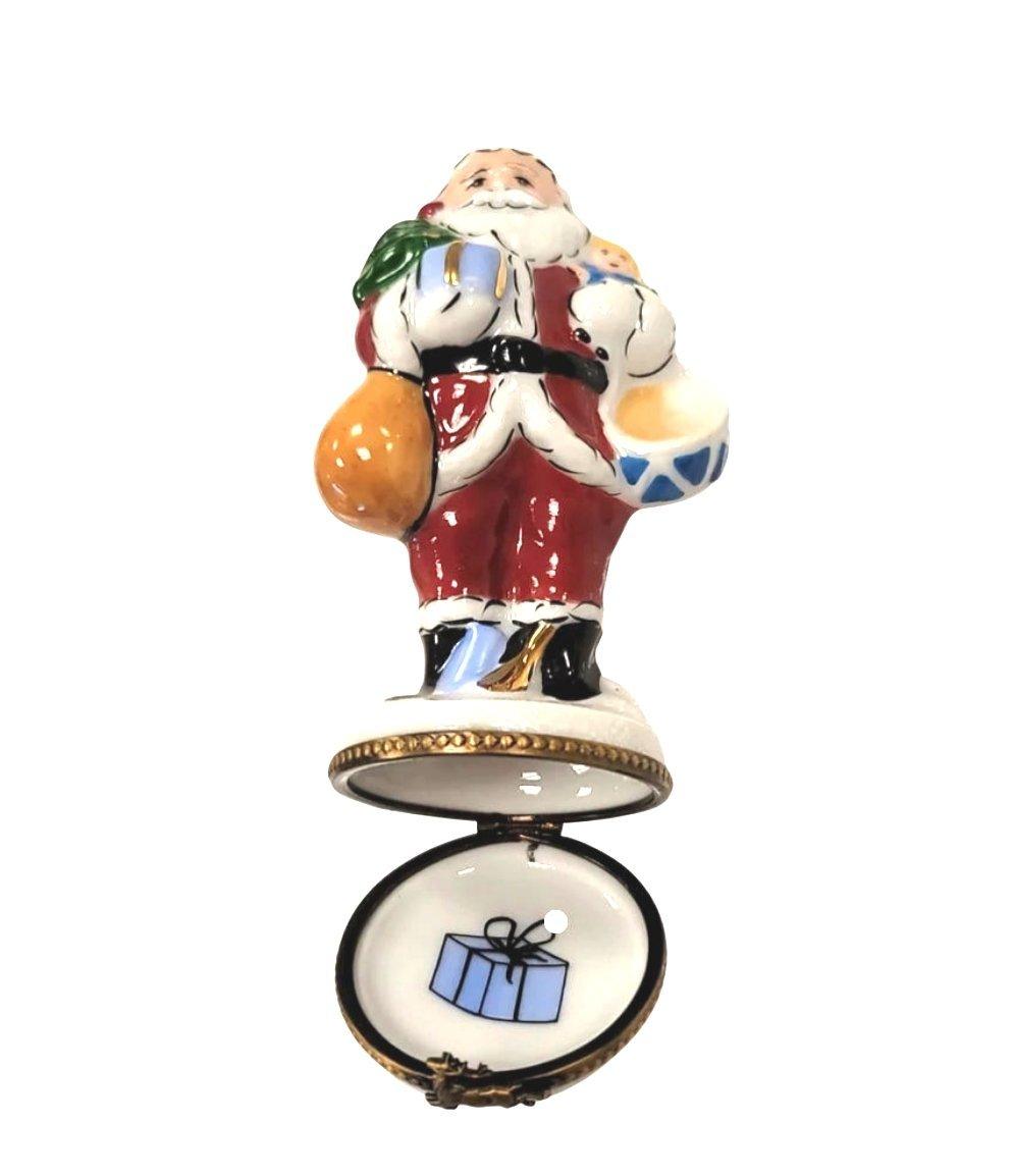 Santa with Tree and Gifts Limoges Box Porcelain Figurine - Well