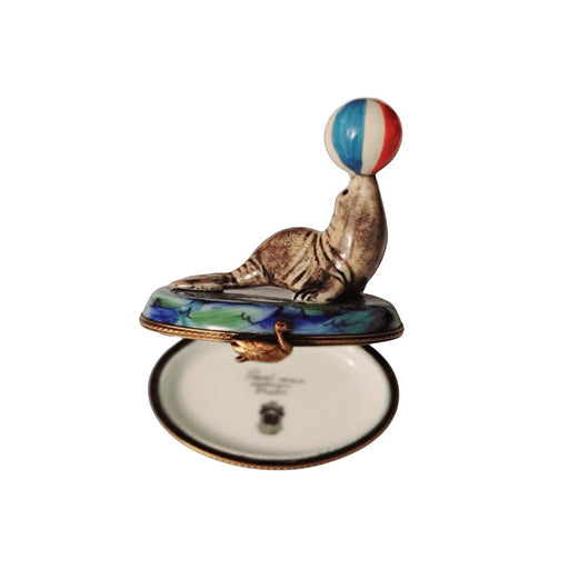 Seal w Beach Ball Fish Limoges Box Figurine - Limoges Box Boutique