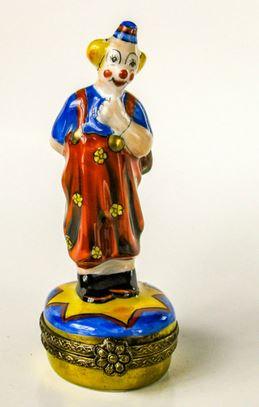 Small Clown with Flowers Limoges Box Porcelain Figurine