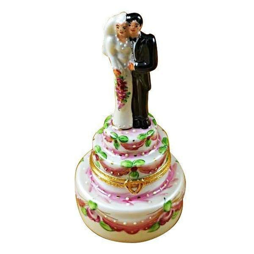 Tall Bride & Groom on Cake Porcelain Limoges Trinket Box - Limoges Box Boutique