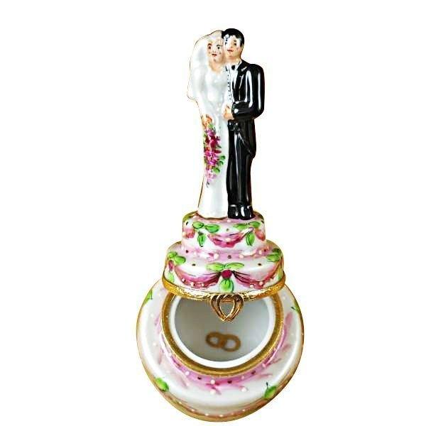 Tall Bride & Groom on Cake Porcelain Limoges Trinket Box - Limoges Box Boutique